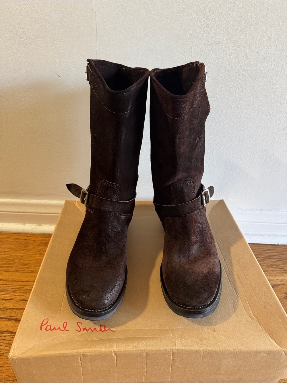 Paul Smith Dark Brown Suede Triumph Motorcycle Boots size 9 - Vintage